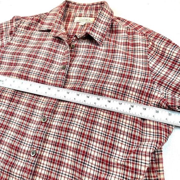 Cabelas Red and Cream Plaid Cotton Button‎ Up Flannel Women’s L - Picture 6 of 10